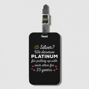 25e bruiloft Jubileum I - Silver Funny Couple Bagagelabel