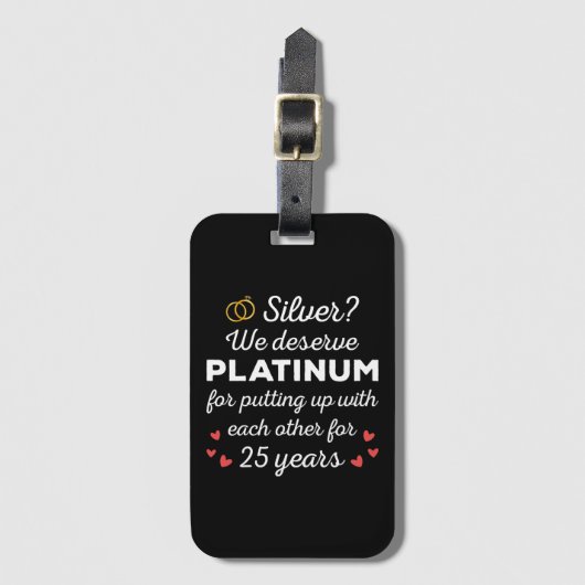 25e bruiloft Jubileum I - Silver Funny Couple Bagagelabel (Voorkant (verticaal))
