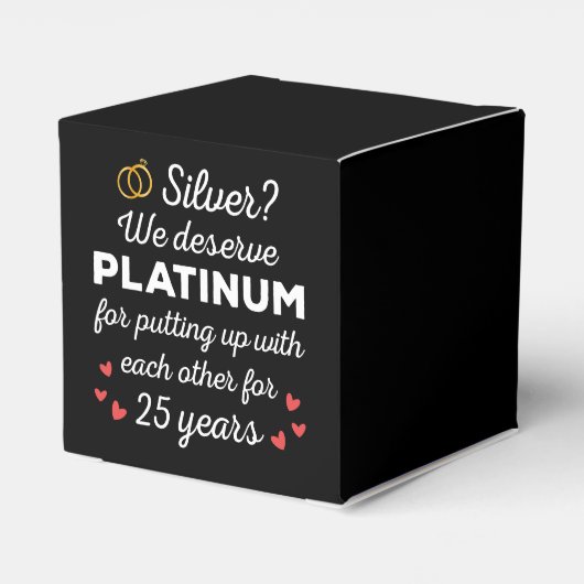 25e bruiloft Jubileum I - Silver Funny Couple Bedankdoosjes (Achterkant)