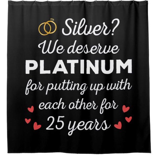 25e bruiloft Jubileum I - Silver Funny Couple Douchegordijn (Voorkant)