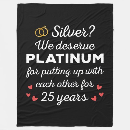 25e bruiloft Jubileum I - Silver Funny Couple Fleece Deken (Voorkant)