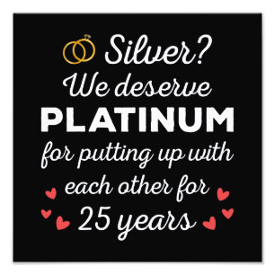 25e bruiloft Jubileum I - Silver Funny Couple Foto Afdruk