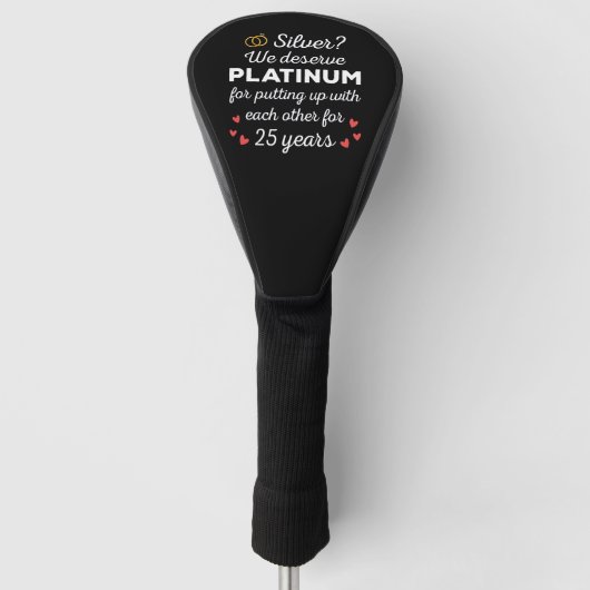 25e bruiloft Jubileum I - Silver Funny Couple Golfheadcover (Voorkant)