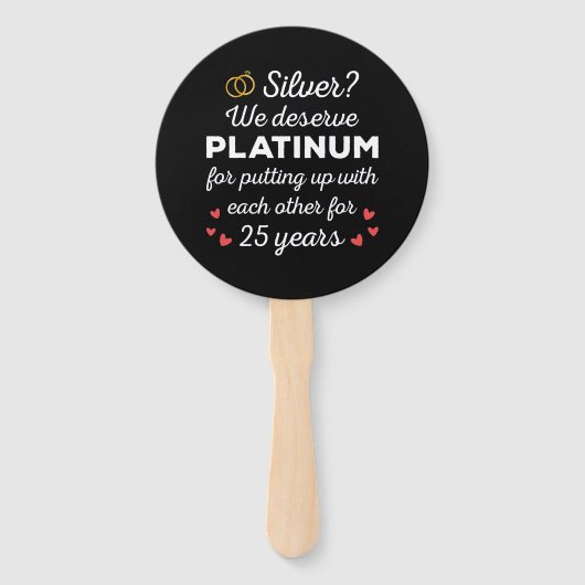 25e bruiloft Jubileum I - Silver Funny Couple Handwaaier (Achterkant)
