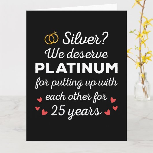 25e bruiloft Jubileum I - Silver Funny Couple Kaart (Gele Bloem)