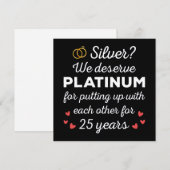 25e bruiloft Jubileum I - Silver Funny Couple Kaart (Voorkant / Achterkant)