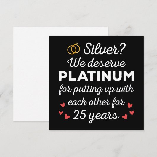 25e bruiloft Jubileum I - Silver Funny Couple Kaart (Voorkant / Achterkant)