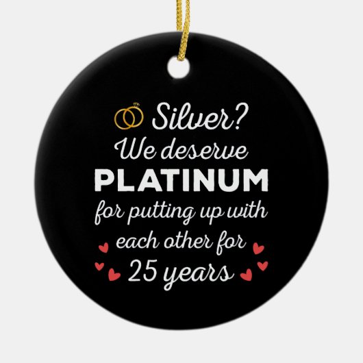 25e bruiloft Jubileum I - Silver Funny Couple Keramisch Ornament (Voorkant)