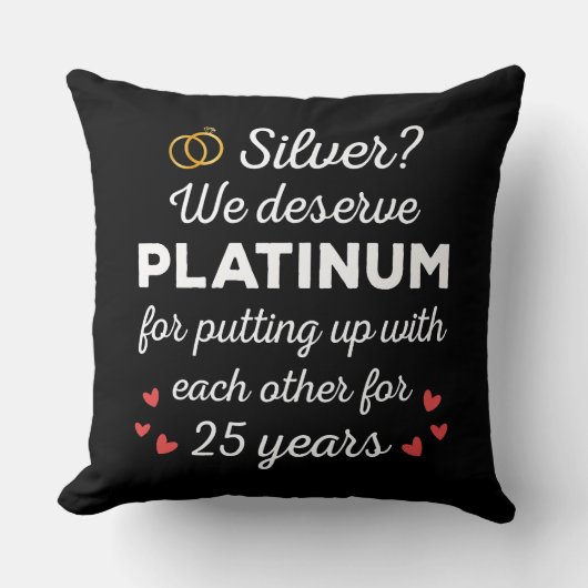 25e bruiloft Jubileum I - Silver Funny Couple Kussen (Voorkant)