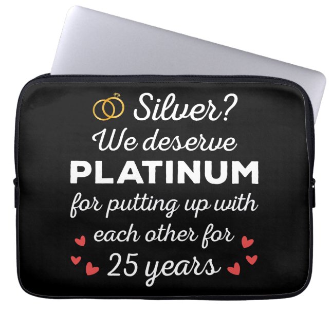 25e bruiloft Jubileum I - Silver Funny Couple Laptop Sleeve (Voorkant)