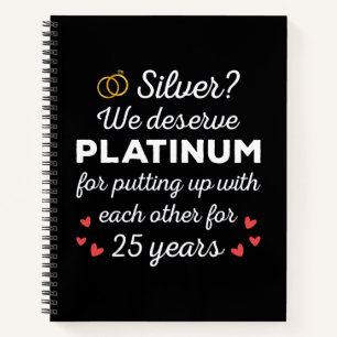 25e bruiloft Jubileum I - Silver Funny Couple Notitieboek