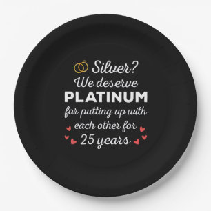25e bruiloft Jubileum I - Silver Funny Couple Papieren Bordje