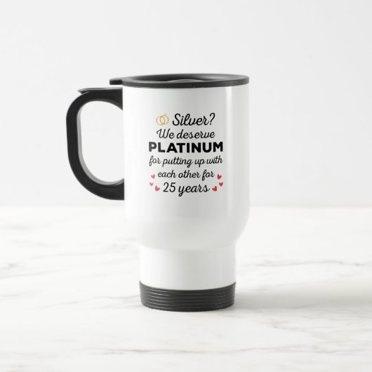 25e bruiloft Jubileum I - Silver Funny Couple Reisbeker (Links)