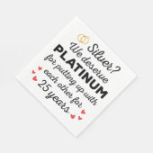 25e bruiloft Jubileum I - Silver Funny Couple Servet (Hoek)