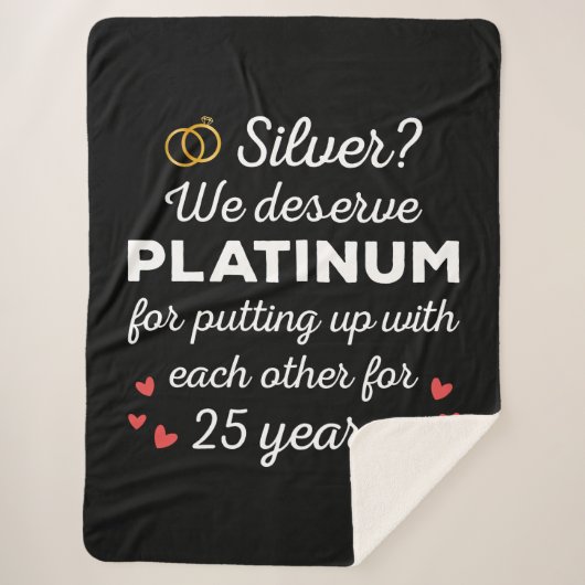 25e bruiloft Jubileum I - Silver Funny Couple Sherpa Deken (Voorkant)