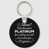 25e bruiloft Jubileum I - Silver Funny Couple Sleutelhanger (Achterkant)