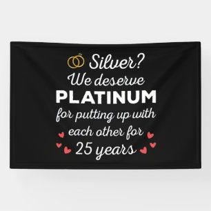 25e bruiloft Jubileum I - Silver Funny Couple Spandoek