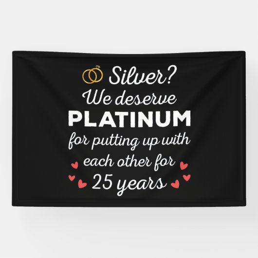 25e bruiloft Jubileum I - Silver Funny Couple Spandoek (Horizontaal)