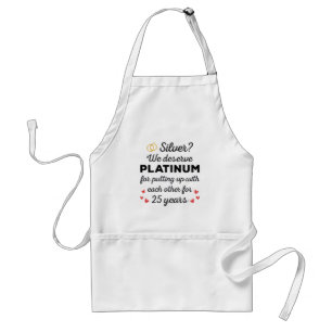 25e bruiloft Jubileum I - Silver Funny Couple Standaard Schort