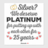 25e bruiloft Jubileum I - Silver Funny Couple Sticker (Vel)