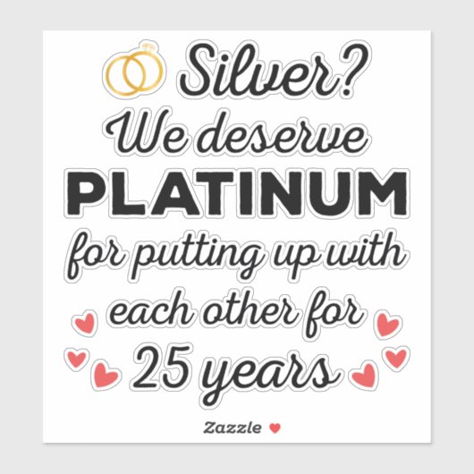 25e bruiloft Jubileum I - Silver Funny Couple Sticker (Vel)