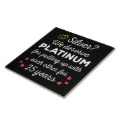 25e bruiloft Jubileum I - Silver Funny Couple Tegeltje (Zijkant)