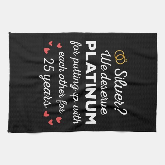 25e bruiloft Jubileum I - Silver Funny Couple Theedoek (Horizontaal)