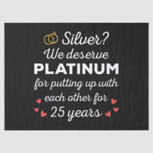 25e bruiloft Jubileum I - Silver Funny Couple Tissuepapier