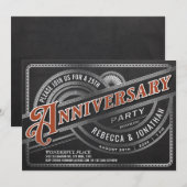 25e bruiloft Jubileum Invitations Retro Folie Kaart (Voorkant / Achterkant)