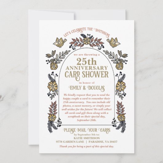 25e bruiloft Jubileum Kaart Douche per Mail (Voorkant)