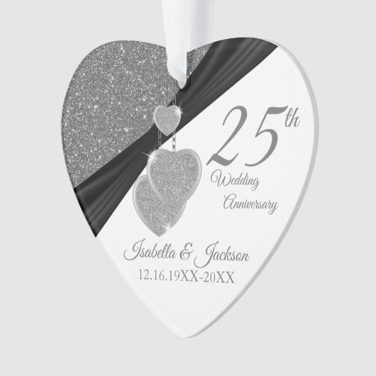 25e bruiloft Jubileum Keepsake Design Ornament (voorkant)