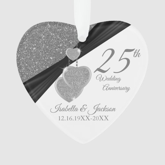 25e bruiloft Jubileum Keepsake Design Ornament (voorkant)