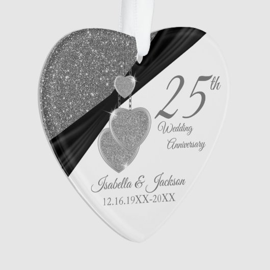 25e bruiloft Jubileum Keepsake Design Ornament (voorkant)