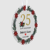 25e bruiloft Jubileum kerstcadeaus Ornament (voorkant)