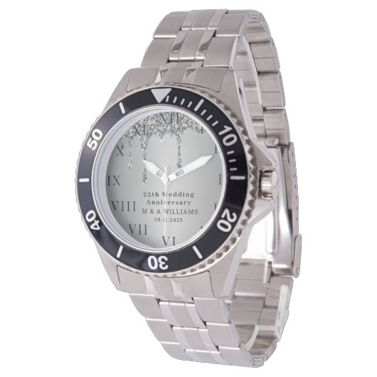 25e bruiloft Jubileum Modern Elegant Vijftigste Horloge (Gekanteld)