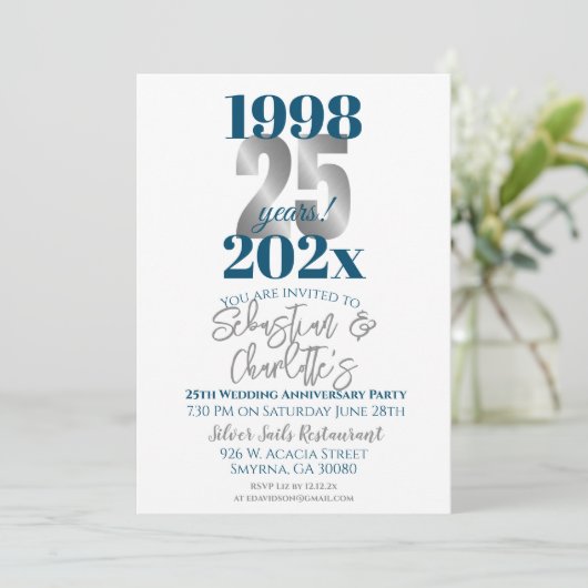 25e bruiloft Jubileum Modern Kaart (Staand voorkant)