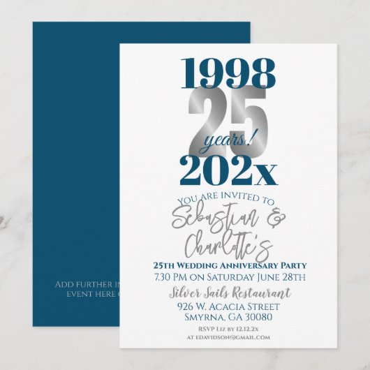 25e bruiloft Jubileum Modern Kaart (Voorkant / Achterkant)