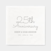 25e bruiloft Jubileum Modern Script Zilver Folie Servetten (Voorkant)
