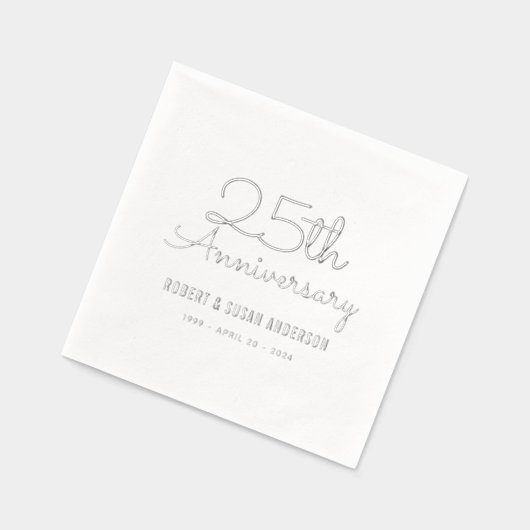 25e bruiloft Jubileum Modern Script Zilver Folie Servetten (Links)