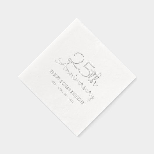25e bruiloft Jubileum Modern Script Zilver Folie Servetten (Rechts)