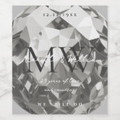 25e bruiloft Jubileum Monogram Modern Zilver Wijn Etiket (Enkel label)