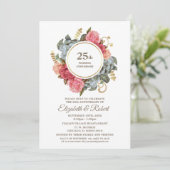 25e bruiloft Jubileum Partij  Floral Kaart (Staand voorkant)