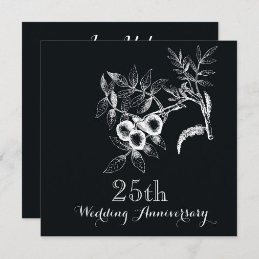 25e bruiloft Jubileum Partij Kaart (Voorkant / Achterkant)