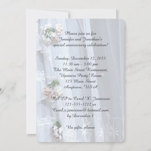 25e bruiloft Jubileum Partij,  kant Kaart (Achterkant)