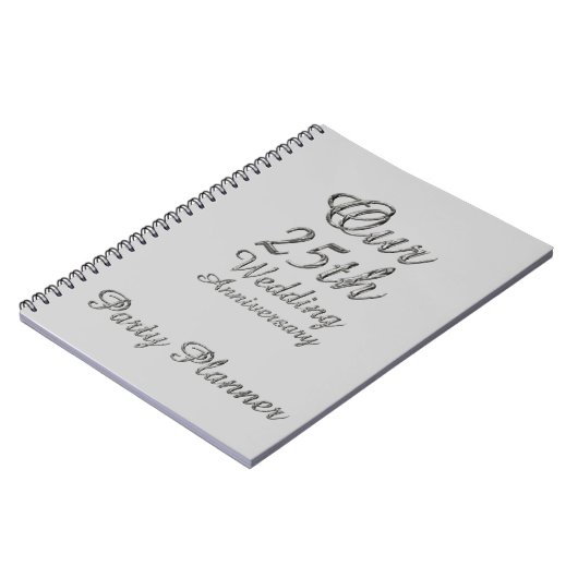 25e bruiloft Jubileum Partij Planner Silver Grey Notitieboek (Linkerzijde)