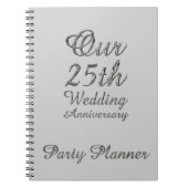 25e bruiloft Jubileum Partij Planner Silver Grey Notitieboek (Voorkant)