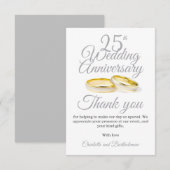 25e bruiloft Jubileum Party Dank u kaart (Voorkant / Achterkant)