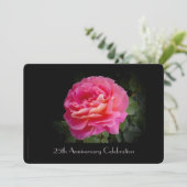 25e bruiloft Jubileum Party Roze Rose Floral Kaart (Staand voorkant)