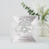25e bruiloft Jubileum Pearl Silver Kaart (Staand voorkant)