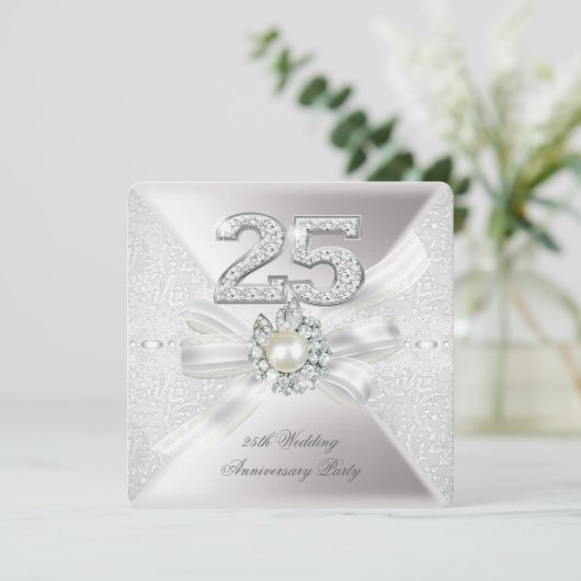 25e bruiloft Jubileum Pearl Silver Kaart (Staand voorkant)